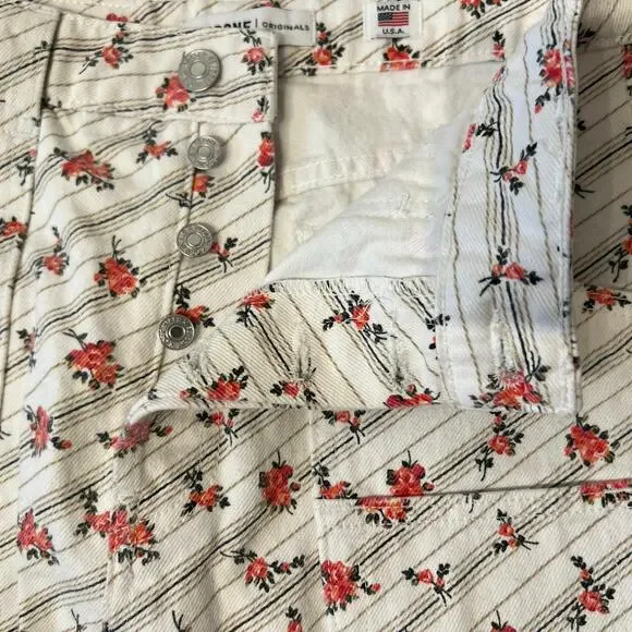 RE/DONE Originals Cargo Rose Print Denim Mini Skirt Size 25 - Picture 6 of 10